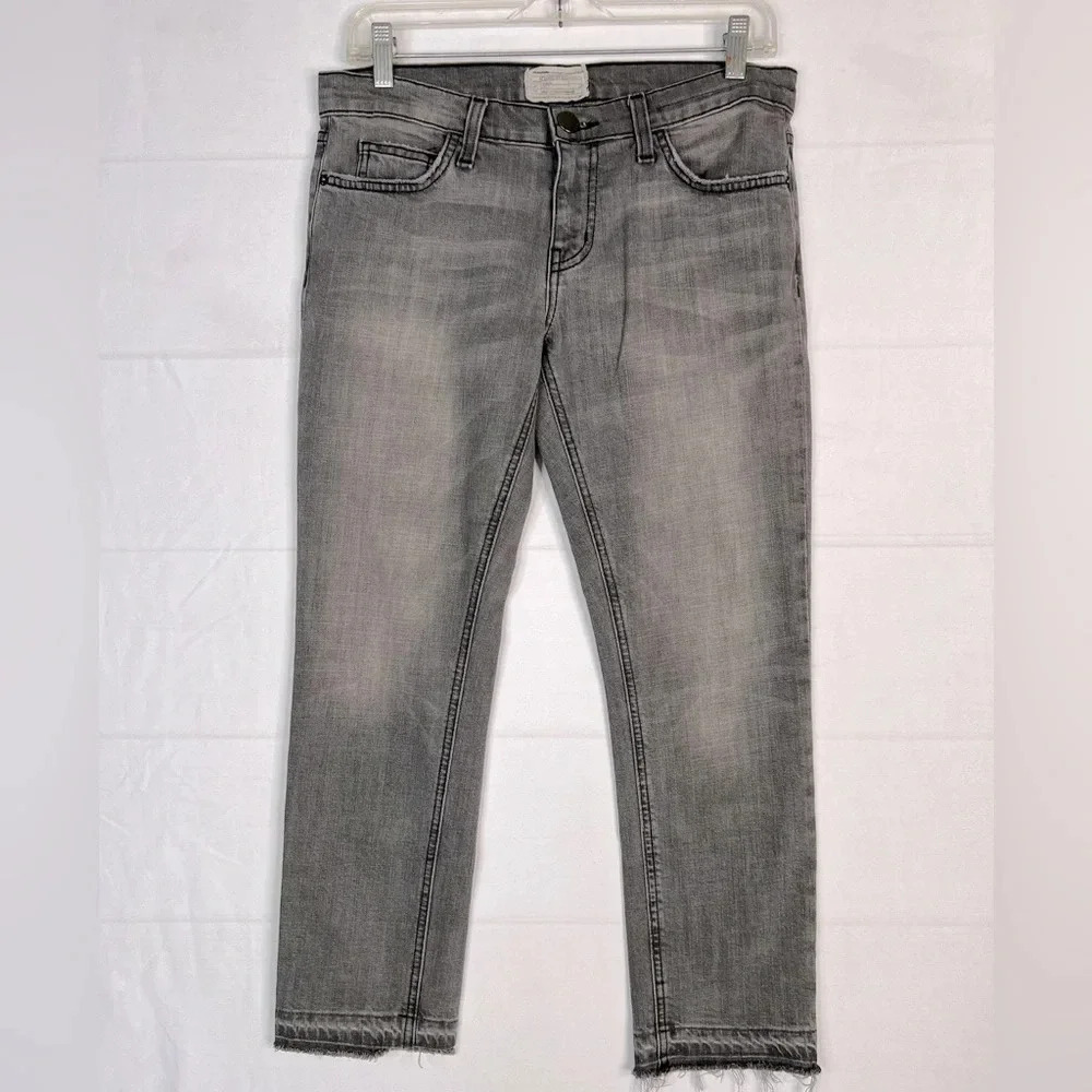 Current Elliott Gray Straight Leg Cropped Jeans Size 26 8.25” Rise